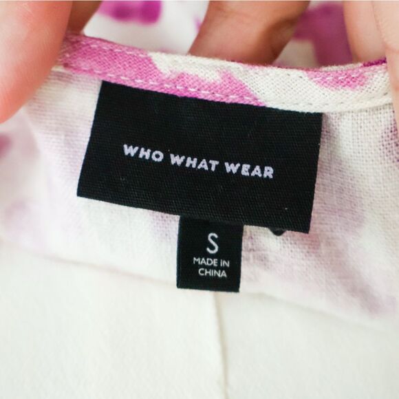 Who What Wear Button Front Linen Blend Puff Sleeve Midi Dress - Small - Picture 7 of 8